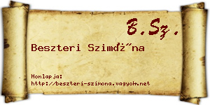 Beszteri Szimóna névjegykártya